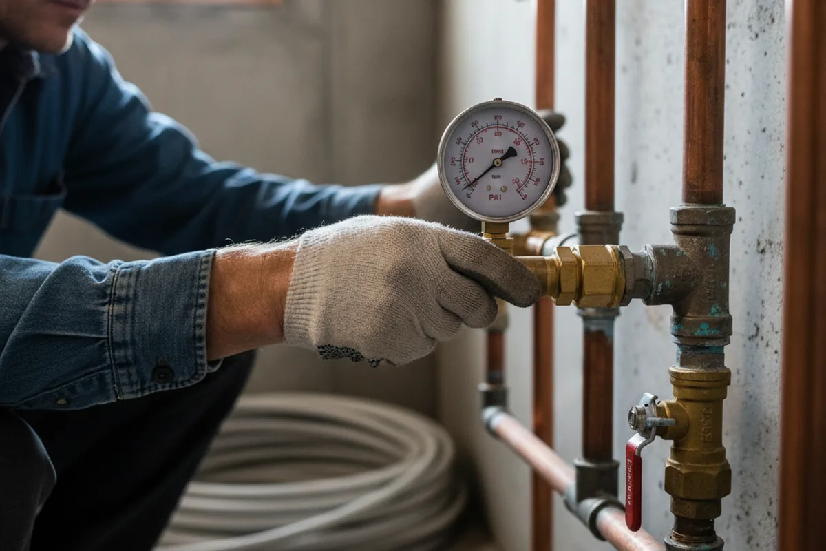 Pressure testing a repaired line during Water Line Repair in Cottontown
